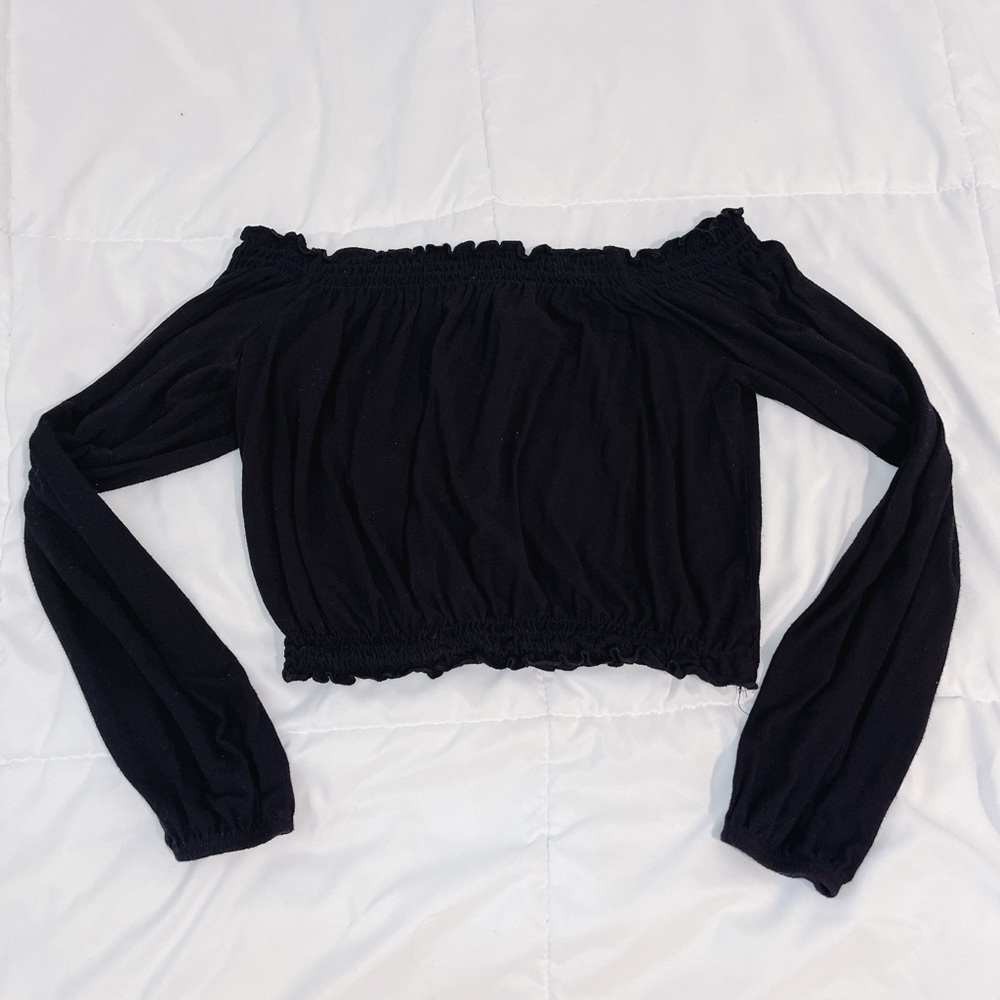 Pacsun Black Off the Shoulder Crop Top